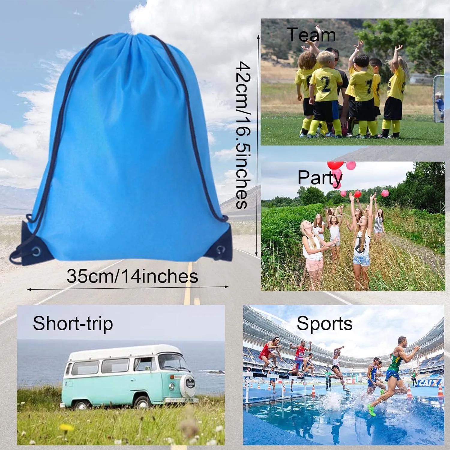 CAIHONG 100 Pack Drawstring Backpacks - 20 Colors, Gym Bags, Cinch Sacks - Nylon String Sport Backpacks