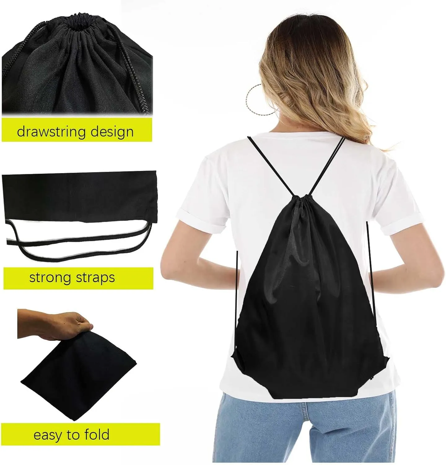 CAIHONG 100 Pack Drawstring Backpacks - 20 Colors, Gym Bags, Cinch Sacks - Nylon String Sport Backpacks