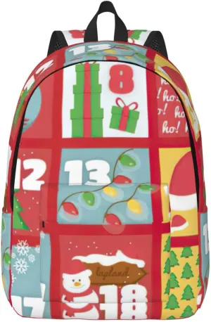Calendar Printed backpack, travel bag, canvas shoulder bag, canvas casual lightweight backpack