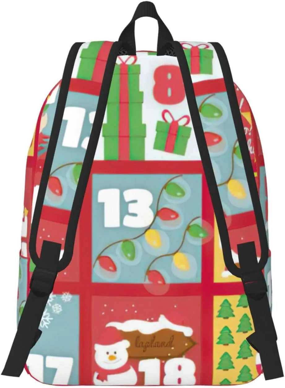 Calendar Printed backpack, travel bag, canvas shoulder bag, canvas casual lightweight backpack