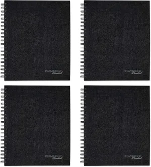 Cambridge Business Notebook with Pocket, Hardbound, 8-1/4 x 11 Inches, Black, Pack of 4 (06100)