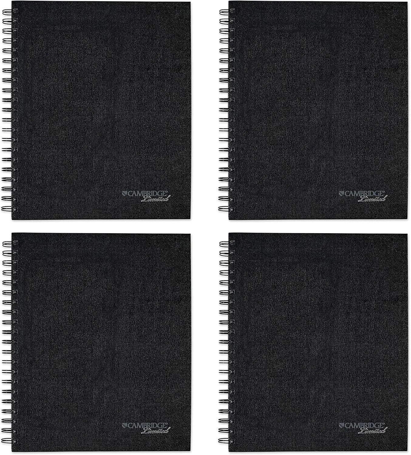 Cambridge Business Notebook with Pocket, Hardbound, 8-1/4 x 11 Inches, Black, Pack of 4 (06100)