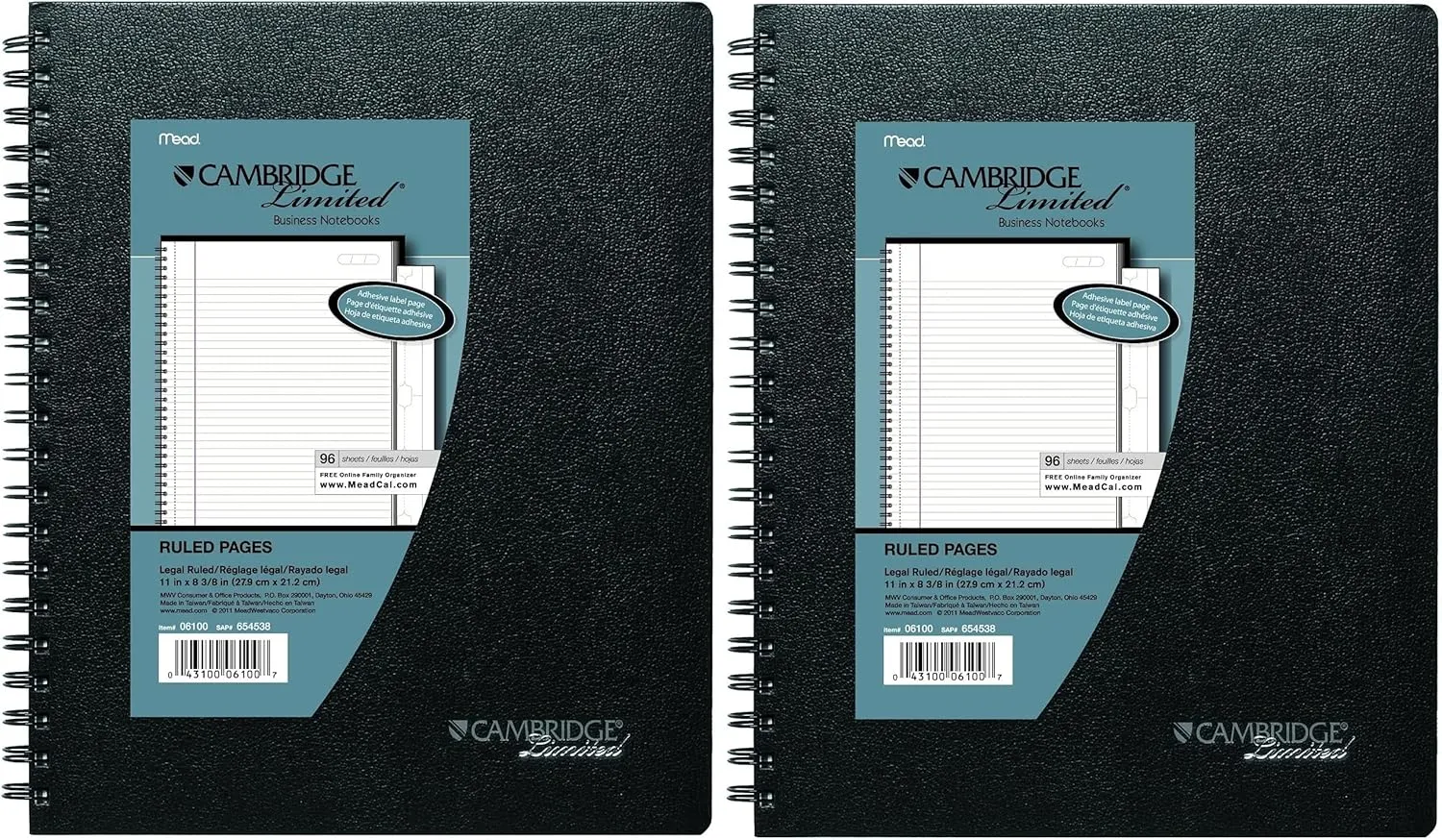 Cambridge Limited Business Notebook, 8-1/2" X 11", Hard Cover, Wirebound, Black (06100) (Fоur Расk)