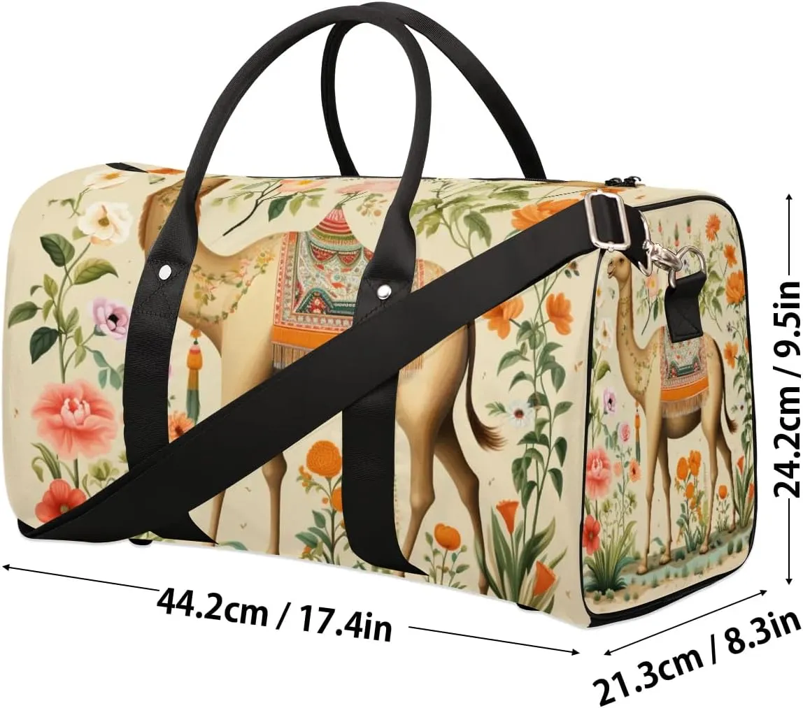 Camel Travel Duffel Bag for Women Men Waterproof Foldable Overnight Weekender Bag Large Capacity Sports Gym Bag