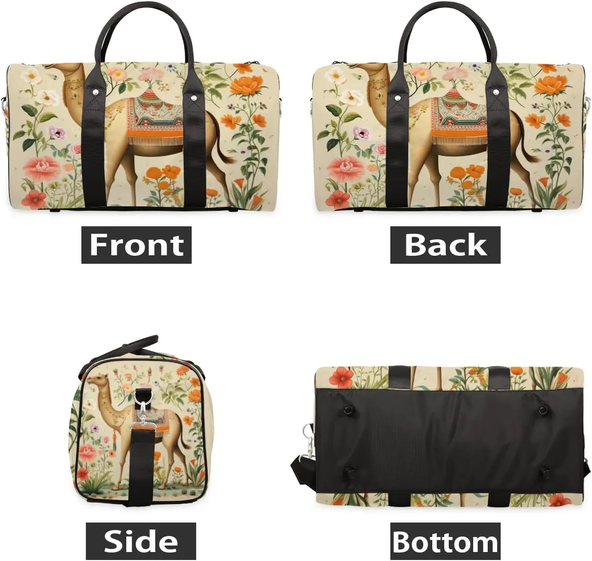 Camel Travel Duffel Bag for Women Men Waterproof Foldable Overnight Weekender Bag Large Capacity Sports Gym Bag