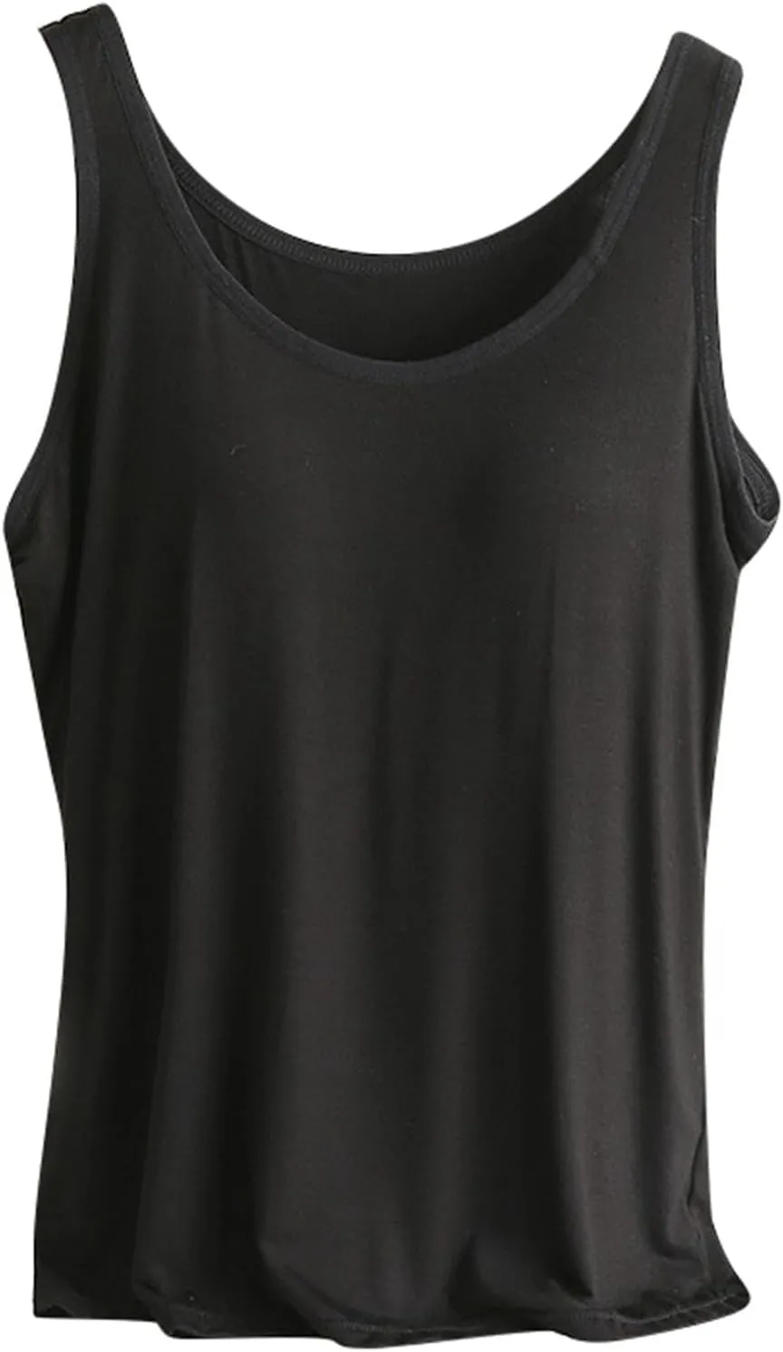 Camisole Tops for Women Cotton Adjustable Straps Padded Tank Tops with Built-in Padded Bra Workout Yoga Shirt