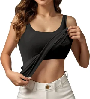 Camisole Tops for Women Cotton Adjustable Straps Padded Tank Tops with Built-in Padded Bra Workout Yoga Shirt