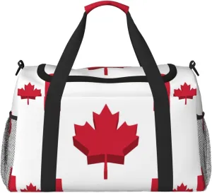 Canada Flag Travel Duffel Bag Large Foldable Waterproof Overnight Bag For Beach Swim Bags Pool Sports Gym