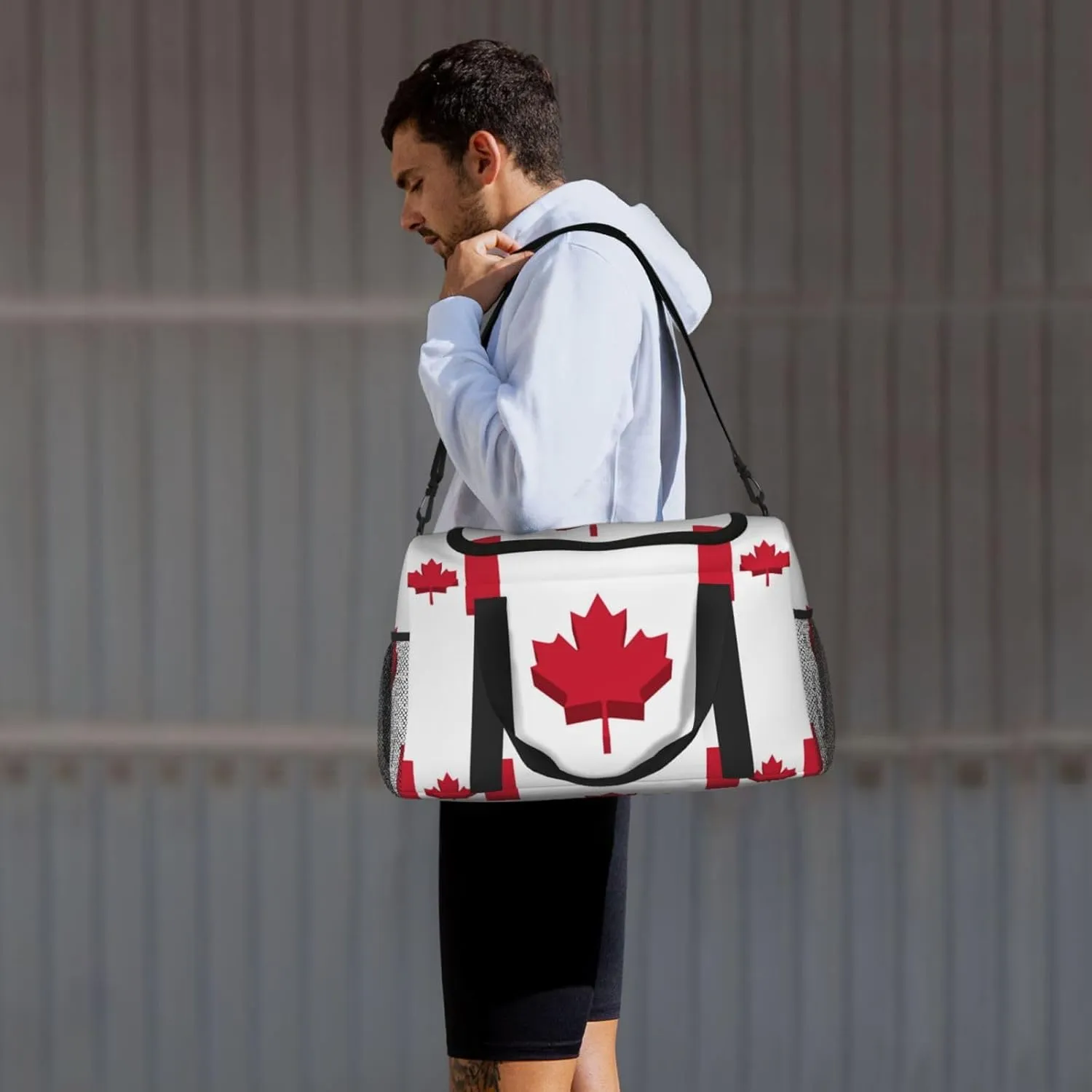 Canada Flag Travel Duffel Bag Large Foldable Waterproof Overnight Bag For Beach Swim Bags Pool Sports Gym
