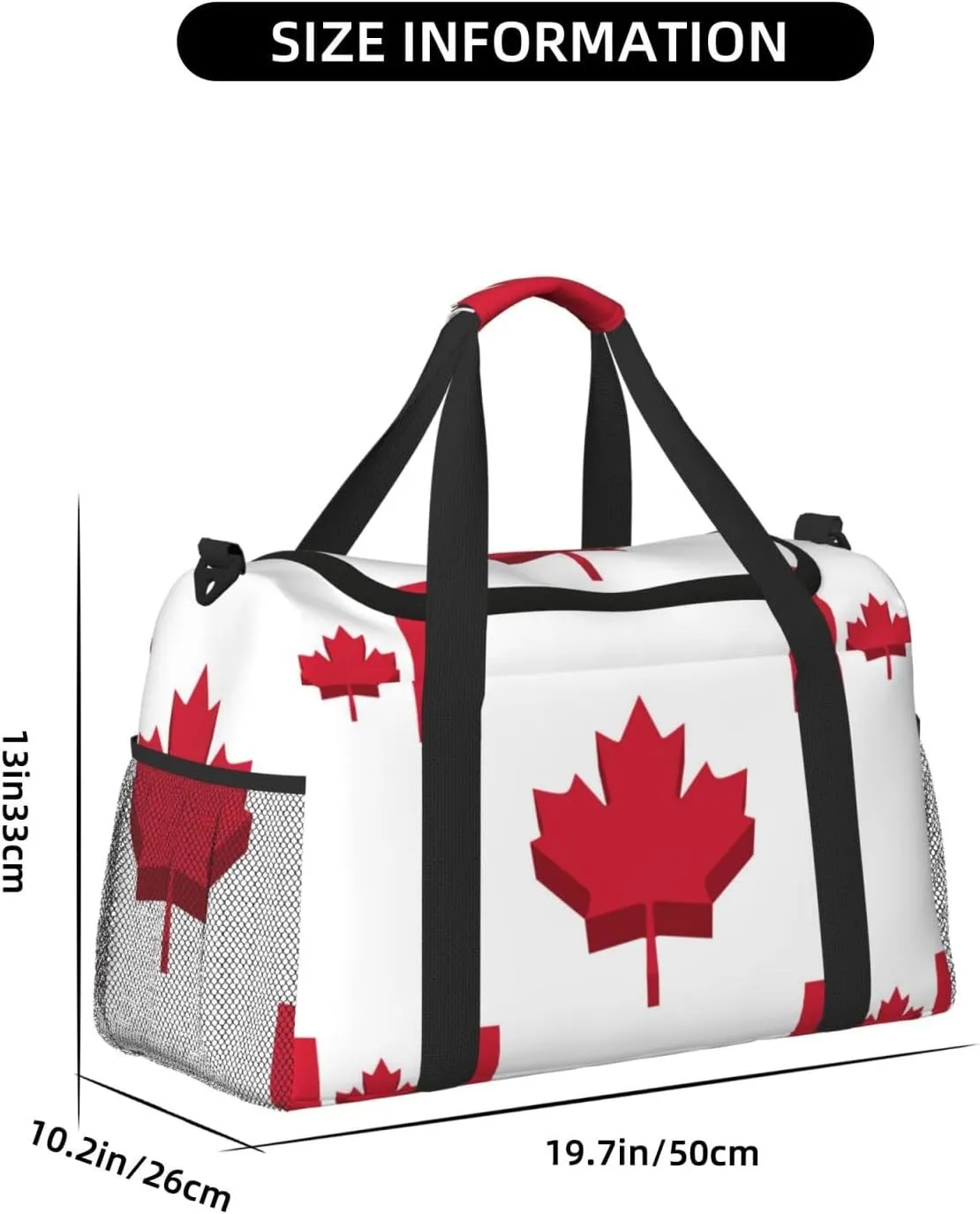 Canada Flag Travel Duffel Bag Large Foldable Waterproof Overnight Bag For Beach Swim Bags Pool Sports Gym