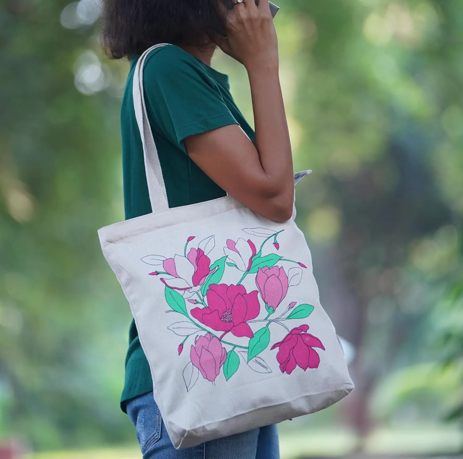 Canvas Zip Tote Cotton, Ecofriendly Printed Tote Bags For Travel, College, Beach, Shopping, Everyday Shoulder Bag