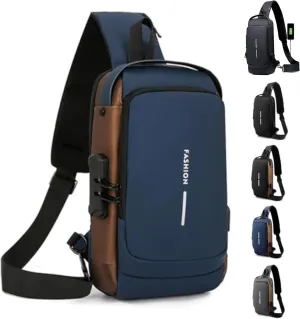Carbon Fiber Streamline Anti-theft Sling Bag, Sling Backpack USB Waterproof Chest Daypack for Travel Gym Sports (C)