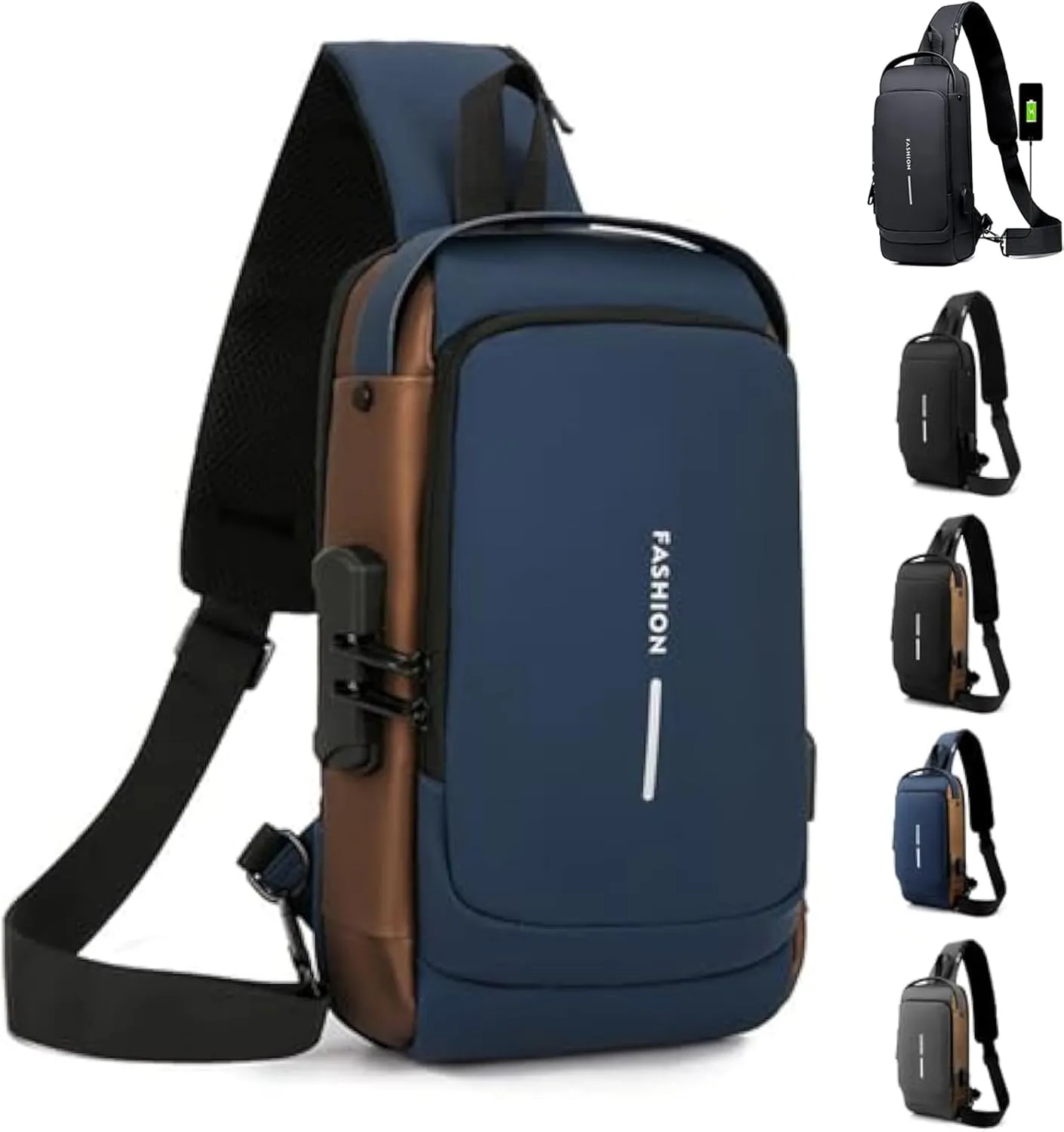 Carbon Fiber Streamline Anti-theft Sling Bag, Sling Backpack USB Waterproof Chest Daypack for Travel Gym Sports (C)