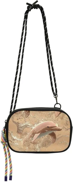 Cartoon Cute Rose Gold Dolphin Cross Body Bag Womens Waterproof with Credit Card Slots Small Handbags For Hiking Traveling bolsas de mano para mujer