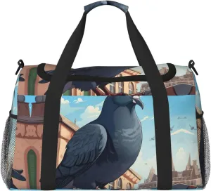 cartoon pigeon Print Everyday Use Travel Duffle Bag Large Capacity Travel Bag Stylish Functional Bag