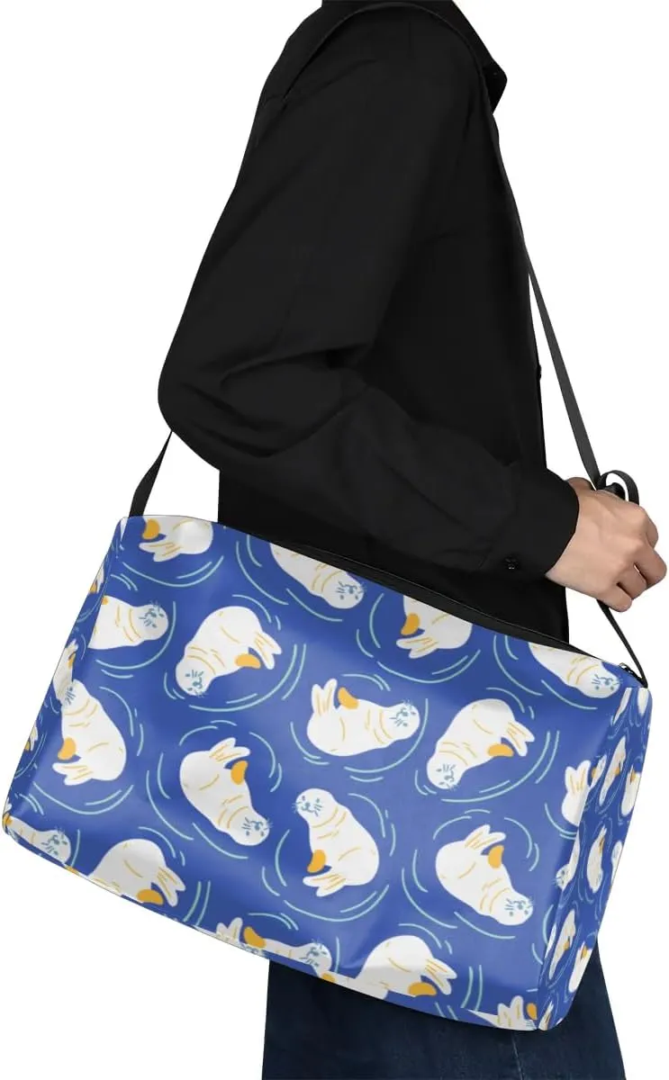 Cartoon Seal Small Gym Bag for Men Women Workout Sport Duffle Bag Waterproof Weekender Overnight Bag Lightweight Carry on Tote Bag Crossbody Shoulder Travel Bag for Swim Yoge Dance