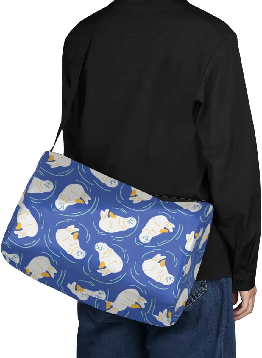 Cartoon Seal Small Gym Bag for Men Women Workout Sport Duffle Bag Waterproof Weekender Overnight Bag Lightweight Carry on Tote Bag Crossbody Shoulder Travel Bag for Swim Yoge Dance