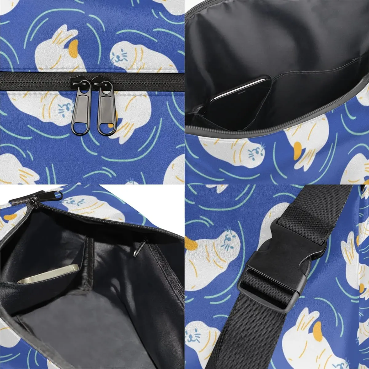 Cartoon Seal Small Gym Bag for Men Women Workout Sport Duffle Bag Waterproof Weekender Overnight Bag Lightweight Carry on Tote Bag Crossbody Shoulder Travel Bag for Swim Yoge Dance