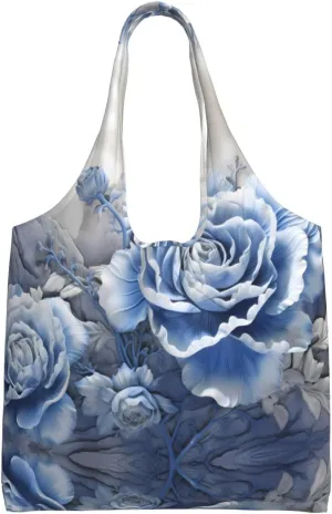 Carved Rosebud Printed single-shoulder canvas bag, large-capacity grocery shopping bag, light and easy to carry