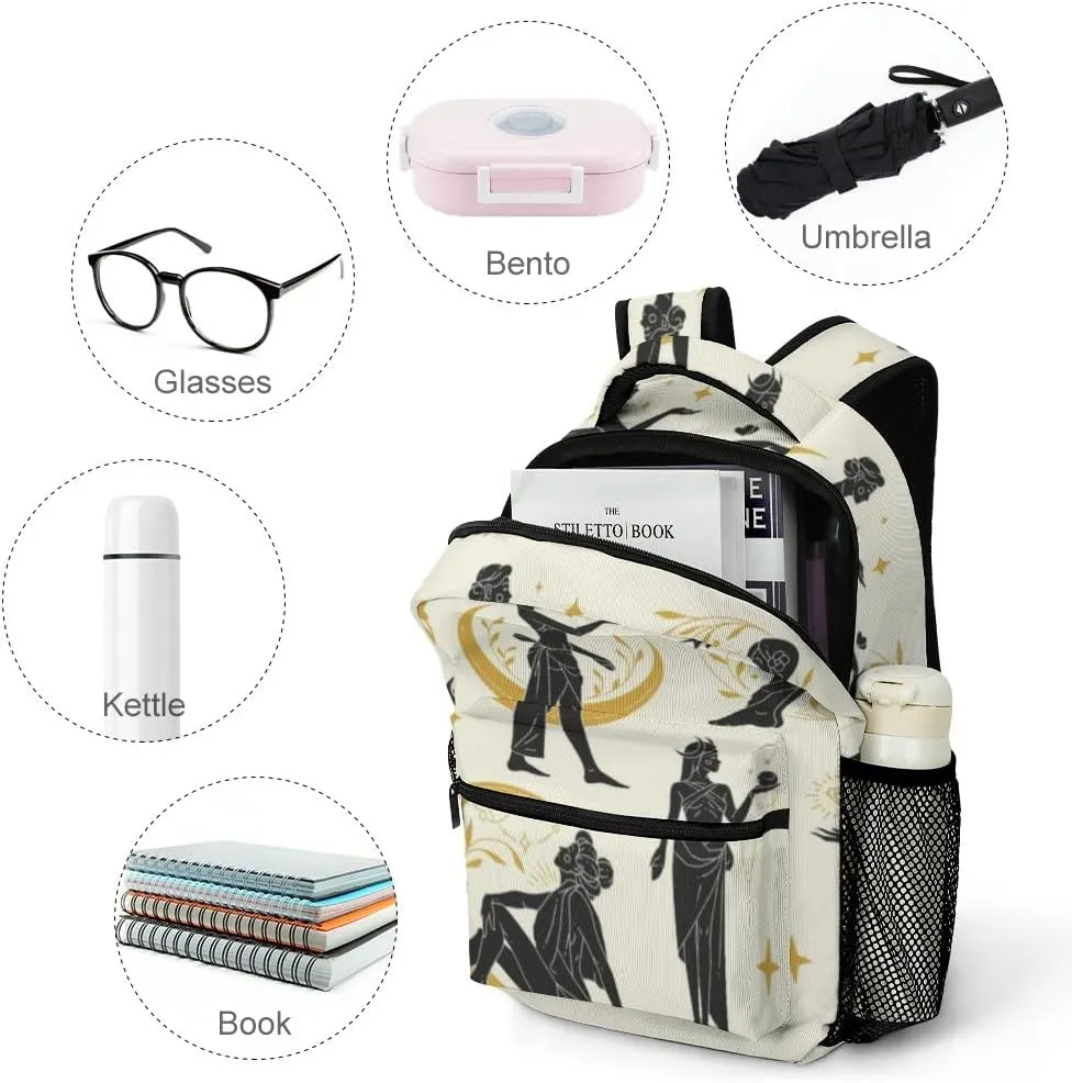 Casual Daypacks Backpacks Laptop Backpack Magic Woman Mysterious Witchcraft Moon Work Bussiness School Students Bookbag Travel Hiking Gym Bags Waterproof Lightweight Women Men 16.5x12x6 Inch