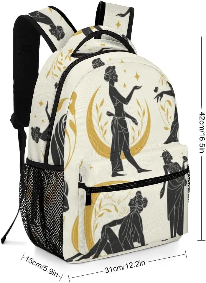 Casual Daypacks Backpacks Laptop Backpack Magic Woman Mysterious Witchcraft Moon Work Bussiness School Students Bookbag Travel Hiking Gym Bags Waterproof Lightweight Women Men 16.5x12x6 Inch