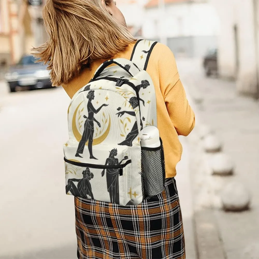 Casual Daypacks Backpacks Laptop Backpack Magic Woman Mysterious Witchcraft Moon Work Bussiness School Students Bookbag Travel Hiking Gym Bags Waterproof Lightweight Women Men 16.5x12x6 Inch