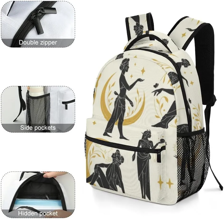 Casual Daypacks Backpacks Laptop Backpack Magic Woman Mysterious Witchcraft Moon Work Bussiness School Students Bookbag Travel Hiking Gym Bags Waterproof Lightweight Women Men 16.5x12x6 Inch