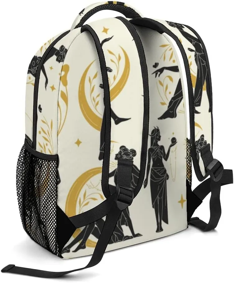 Casual Daypacks Backpacks Laptop Backpack Magic Woman Mysterious Witchcraft Moon Work Bussiness School Students Bookbag Travel Hiking Gym Bags Waterproof Lightweight Women Men 16.5x12x6 Inch