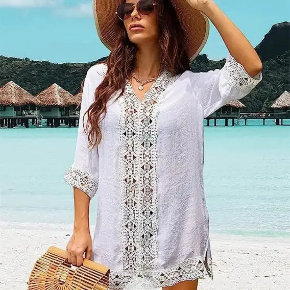 Casual Secure payment options V-neck Summer Lace Daily special Dress Beach