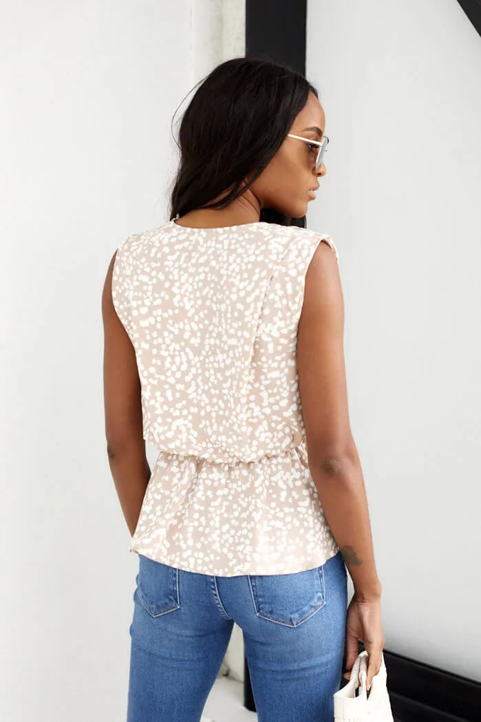 Cecilia Sleeveless Printed Peplum Blouse