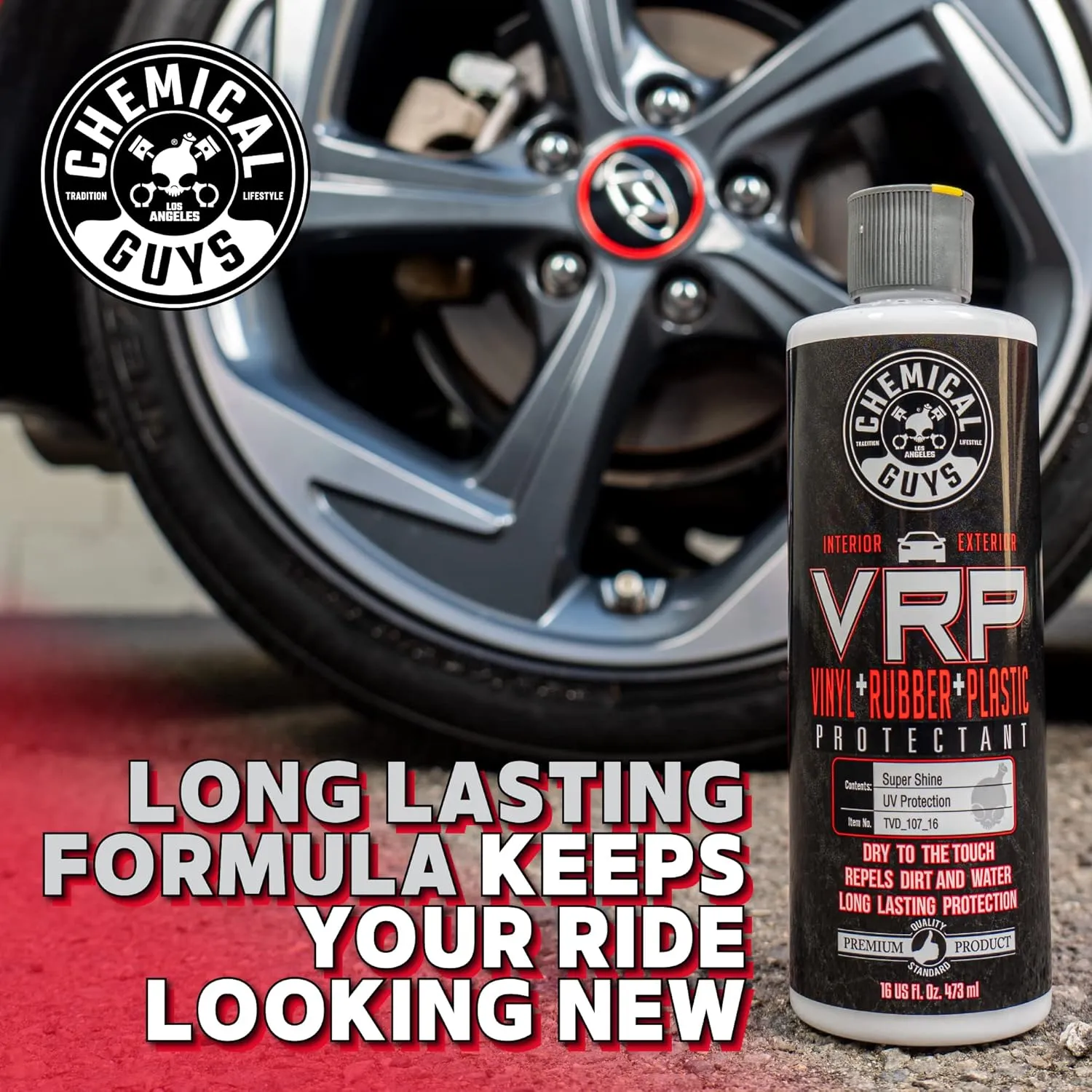 Chemical Guys VRP Vinyl, Rubber and Plastic Non-Greasy Dry-to-the-Touch Long Lasting Super Shine Dressing for Tires, Trim and More, Safe for Cars, Trucks, SUVs, RVs & More, 128 fl oz (1 Gal)