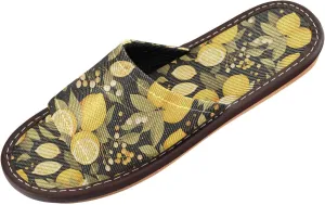 Chic Lemons Limes Black Womens Bedroom Slippers Reusable Dorm Home Slides for Outdoor Bedroom Outdoor