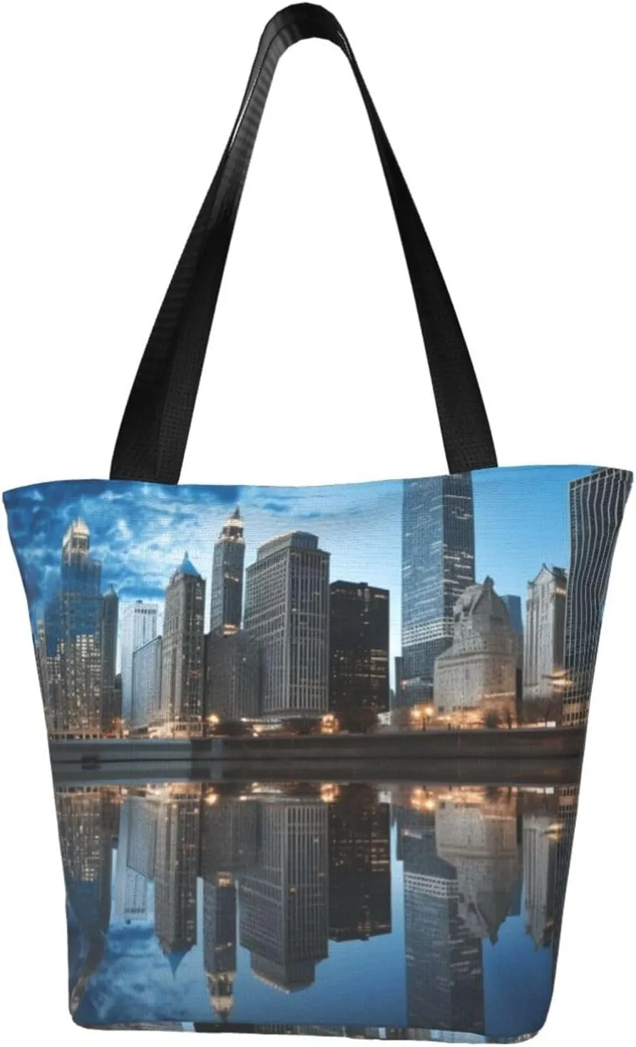 Chicago Reflected printed Shoulder bag Canvas Shopping Bag Fashion Handbag
