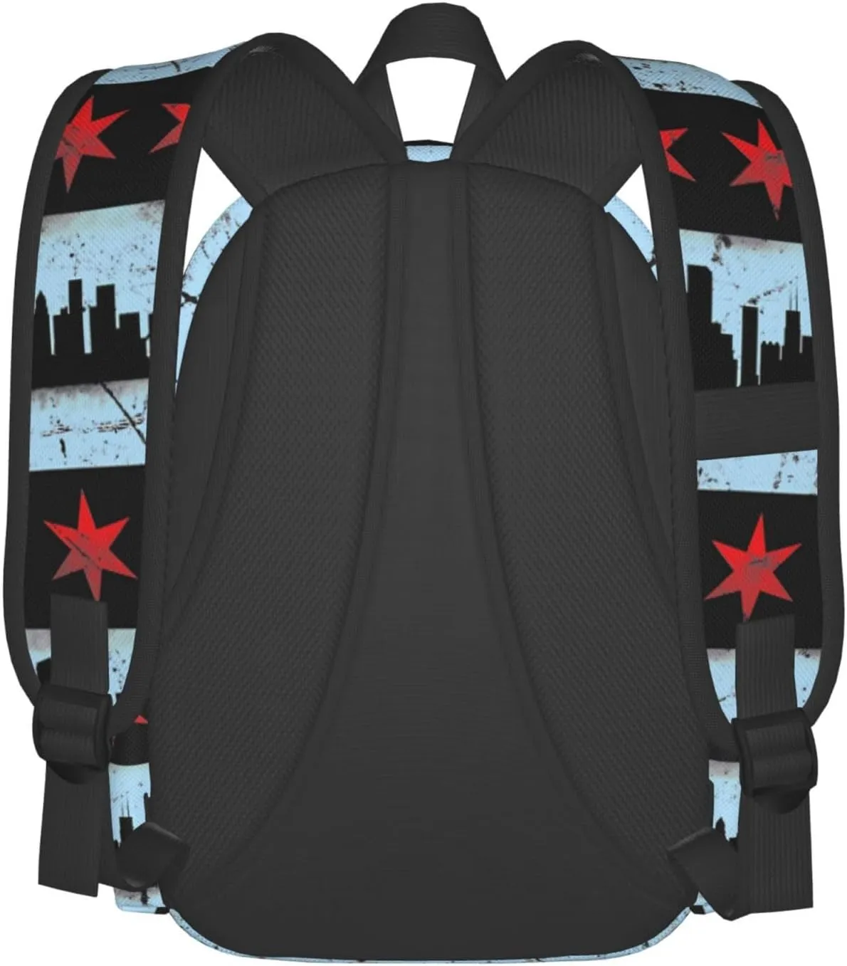 Chicago Skyline Flag Casual Backpack Large Capacity Travel Backpacks Laptop Daypack Commuter Rucksack Adjustable Strap Sports Bags for Hiking Biking