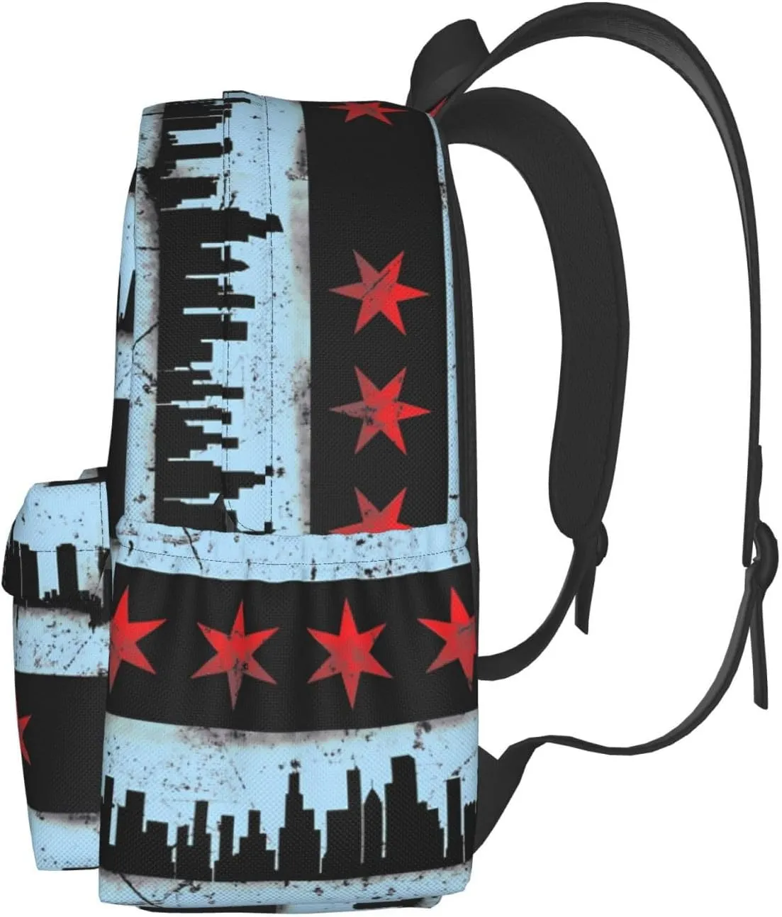 Chicago Skyline Flag Casual Backpack Large Capacity Travel Backpacks Laptop Daypack Commuter Rucksack Adjustable Strap Sports Bags for Hiking Biking