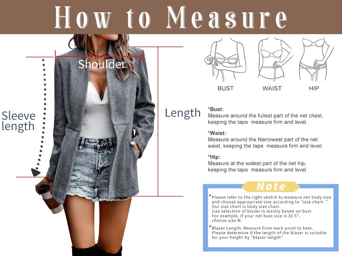 chouyatou Women's Casual Business Open Front Long Sleeve Notch Lapel Office Blazer Jacket