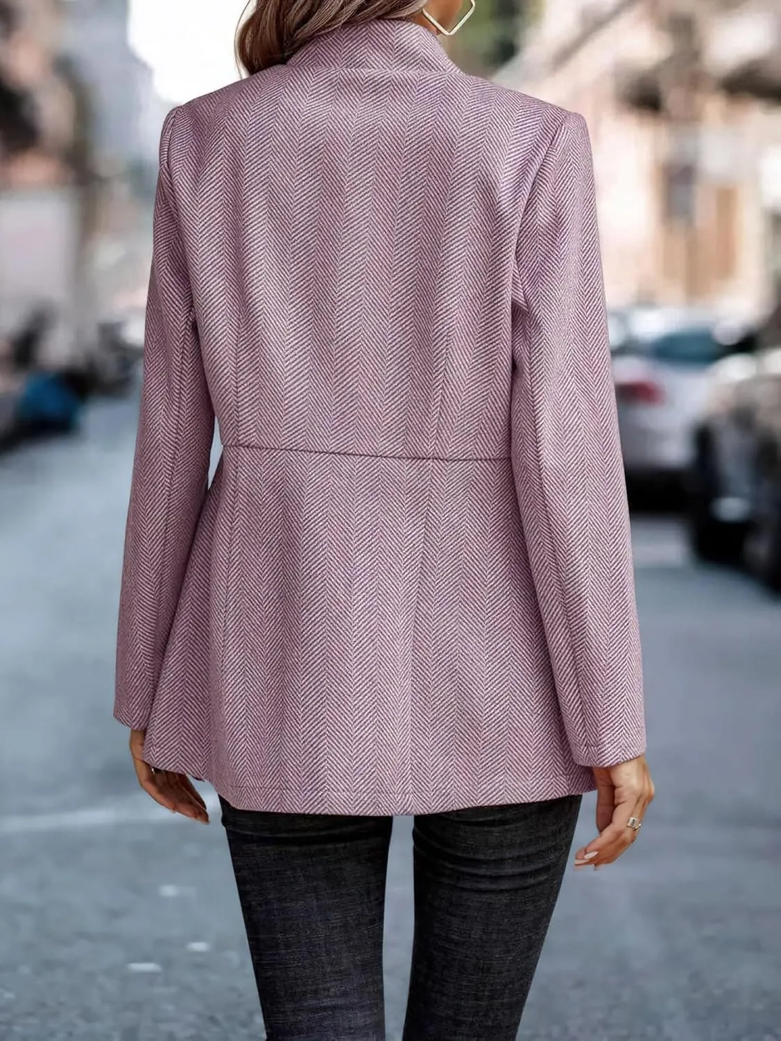 chouyatou Women's Casual Business Open Front Long Sleeve Notch Lapel Office Blazer Jacket