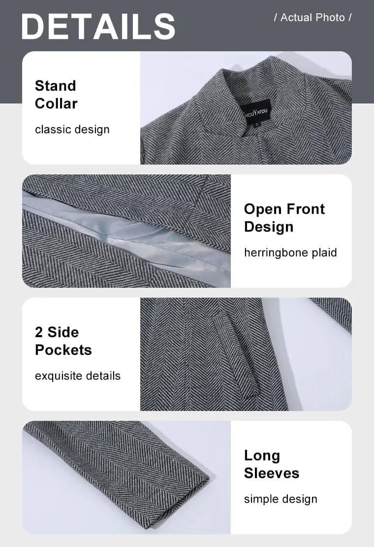 chouyatou Women's Casual Business Open Front Long Sleeve Notch Lapel Office Blazer Jacket