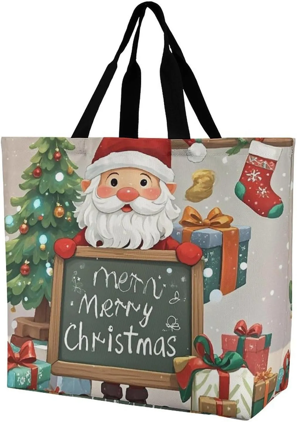 Christmas Ceremony Printed Large Capacity Shoulder Handbags Beach Tote Bags Shopping Storage Bag Washable Bag for Women Travel