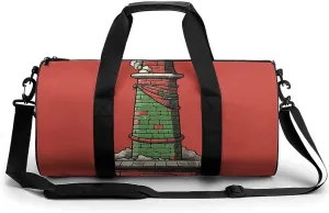Christmas Chimney Sport Gym Duffle Travel Bag for Women Men Overnight Weekender Bag with Shoe Compartment,Wet Pocket, 17.7in/9in/9in, style
