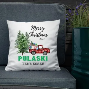 Christmas Decorations Throw Pillows With Inserts Included 18x18 Inches City State Pulaski Tennessee Christmas Decor for Home Couch Sofa Farmhouse Holiday Xmas Gifts Family Friend