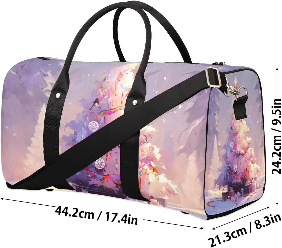 Christmas Tree Pattern Travel Duffel Bag for Women Men Waterproof Foldable Overnight Weekender Bag Large Capacity Sports Gym Bag