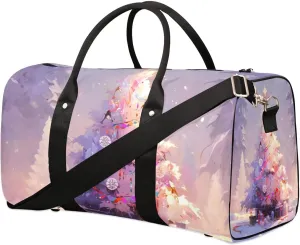Christmas Tree Pattern Travel Duffel Bag for Women Men Waterproof Foldable Overnight Weekender Bag Large Capacity Sports Gym Bag