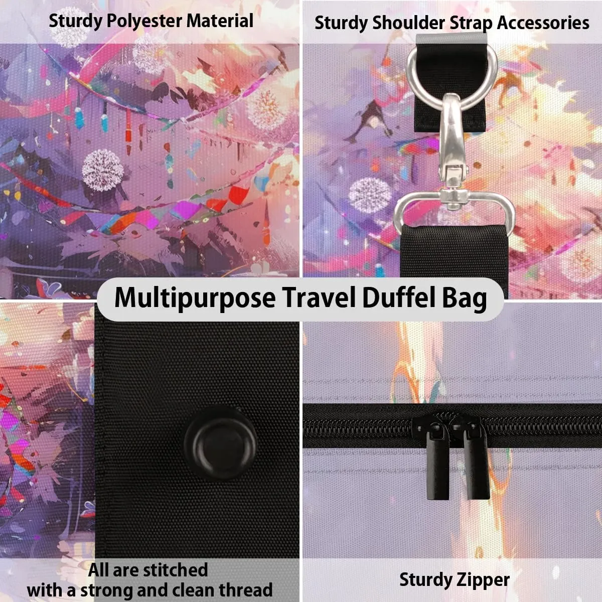 Christmas Tree Pattern Travel Duffel Bag for Women Men Waterproof Foldable Overnight Weekender Bag Large Capacity Sports Gym Bag
