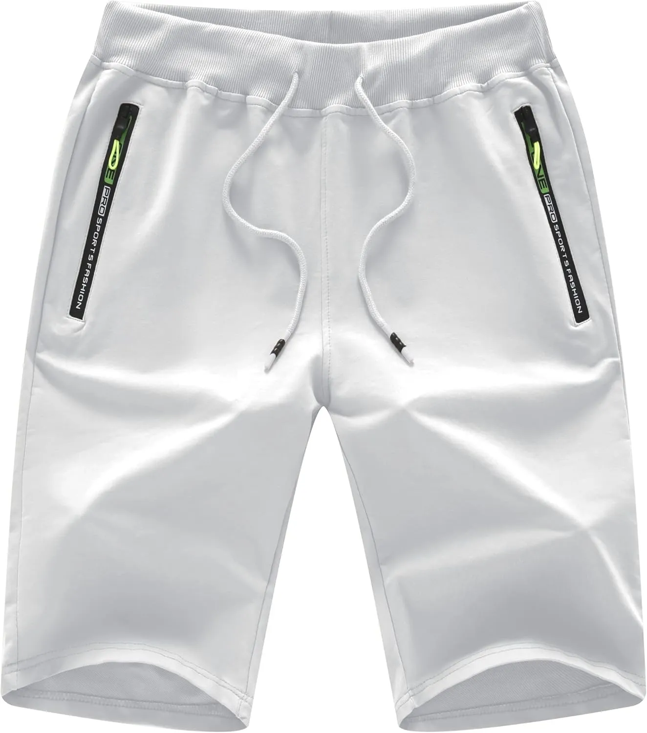 Chrisuno Men's Shorts Elastic Waist Athletic Sweat Shorts with Zipper Pockets