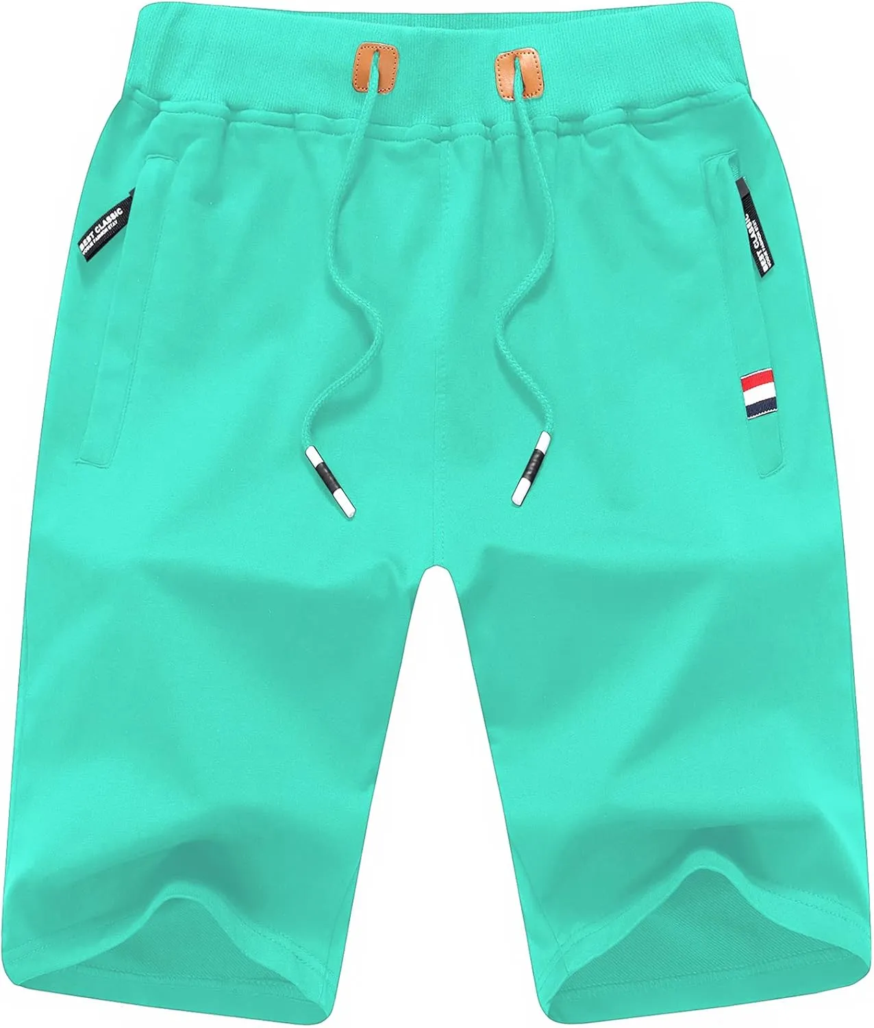 Chrisuno Men's Shorts Elastic Waist Athletic Sweat Shorts with Zipper Pockets