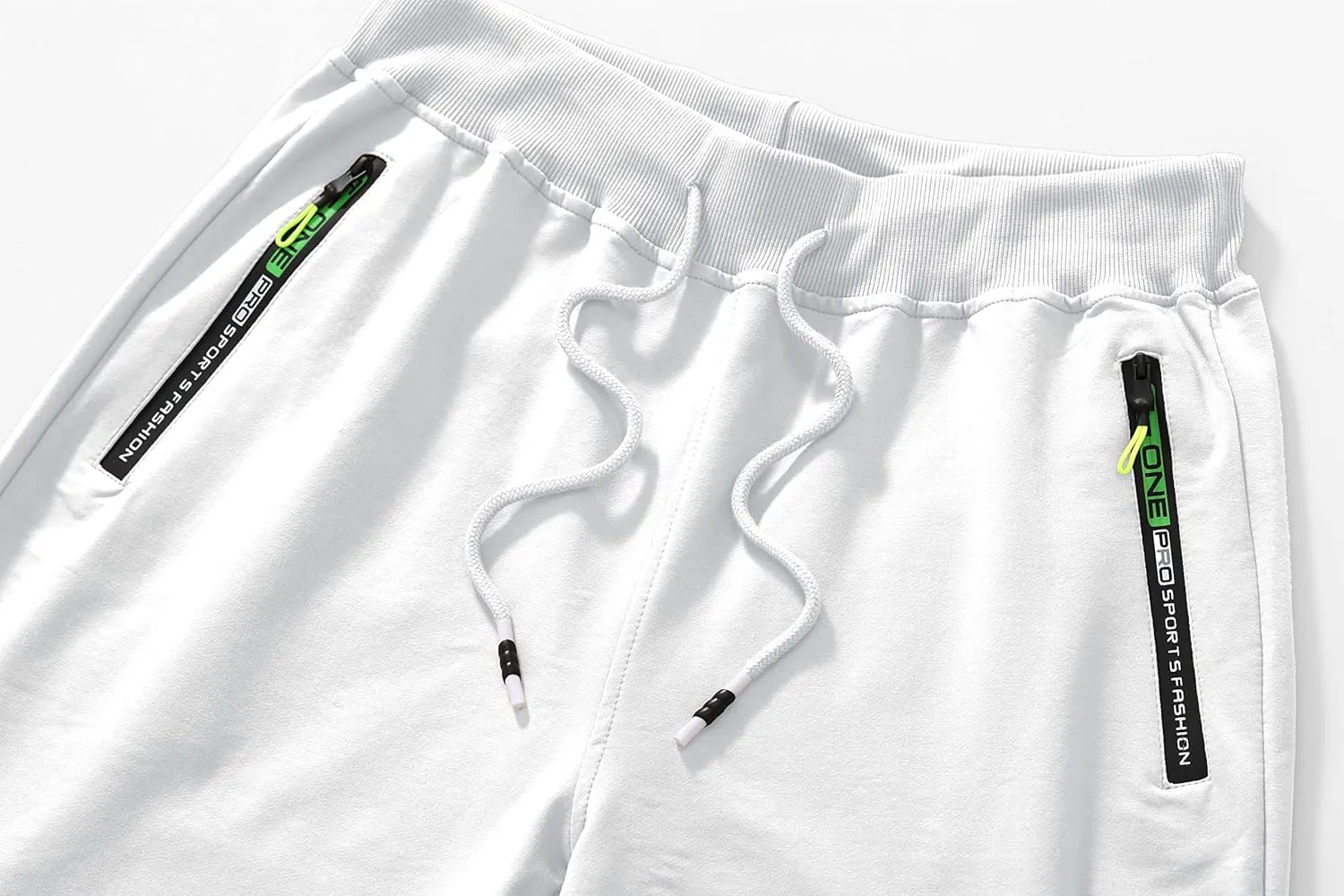 Chrisuno Men's Shorts Elastic Waist Athletic Sweat Shorts with Zipper Pockets