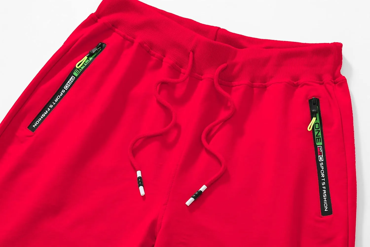 Chrisuno Men's Shorts Elastic Waist Athletic Sweat Shorts with Zipper Pockets