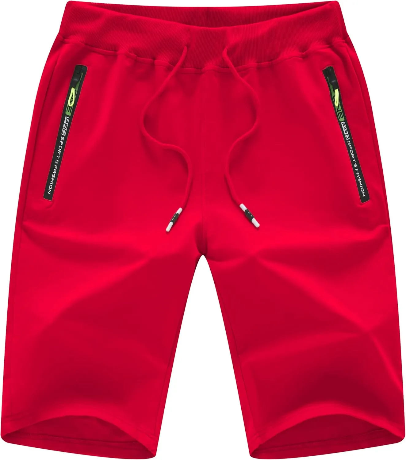 Chrisuno Men's Shorts Elastic Waist Athletic Sweat Shorts with Zipper Pockets