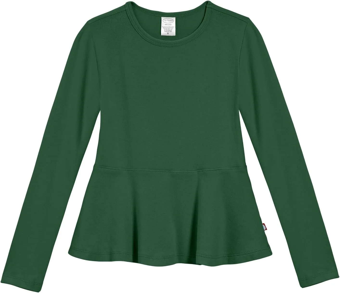 City Threads Girls Cotton Long Sleeve Peplum Top Blouse Shirt for School or Play